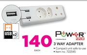 Power 220 3 Way Adapter-Each