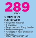 5 Division Backpack-Each