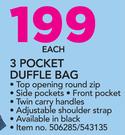 3 Pocket Duffle Bag-Each