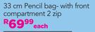 Palette 33cm Pencil Bag With Front Compartment 2 Zip-Each