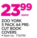 Zoo York 5 Pack A4 Pre Cut Book Covers-Each