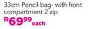 Frozen 33cm Pencil Bag With Front Compartment 2 Zip-Each