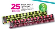 Neon 3 Pack Gift Wrap-Per Pack