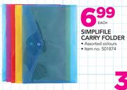 Simplifile Carry Folder Assorted Colours-Each