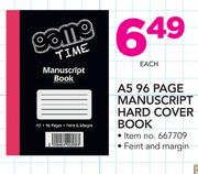 Game Time A5 96 Page Manuscript Hard Cover Book-Each