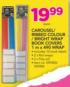 Carousel/Ribbed Colour/Bright Wrap Book Covers 1m x 490 Wrap-Each