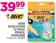 BIC 12 Pack Kids Evolution Pencil Crayons-Per Pack