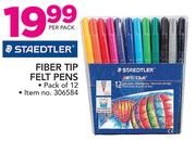 Staedtler 12 Pack Fiber Tip Felt Pens-Per Pack