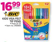 BIC 12 Pack Kids Visa Felt Tip Pens-Per Pack