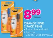 BIC Orange Fine 2 Pack Pens-Per Pack