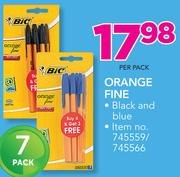 BIC 7 Pack Orange Fine Pen-Per Pack
