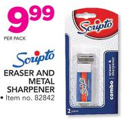 Scripto Eraser And Metal Sharpener-Per Pack