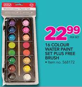 Simple Choice 16 Colour Water Paint Set Plus Free Brush-Per Set