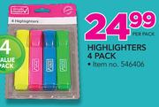 Simple Choice 4 Pack Highlighters-Per Pack