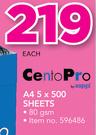 CentoPro A4 5x500 Sheets 80gsm-Each