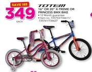 Totem 16" Or 20" X-Treme Or Princess BMX Bike-Each