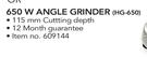 Ryobi 650W Angle Grinder HG-650