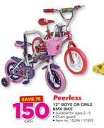 Peerless 12" Boys Or Girls BMX Bike-Each