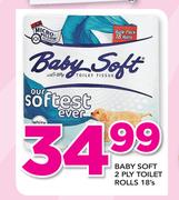 Baby Soft 2 Ply Toilet Rolls-18's