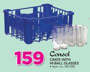 Consol Crate With Hi-Ball Glasses