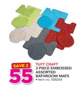 Tuft Craft 3 Piece Embossed Assorted Bathroom Mats