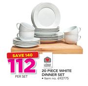 Always Home 20 Piece White Dinner Set