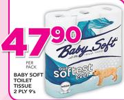 Baby Soft Toilet Tissue 2 Ply-9's Per Pack