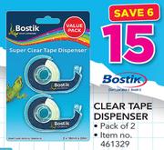 Bostik 2 Pack Clear Tape Dispenser-Per Pack
