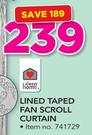 Always Home Lined Taped Fan Scroll Curtain-Each