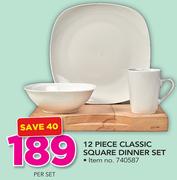 12 Piece Classic Square Dinner Set-Per Set