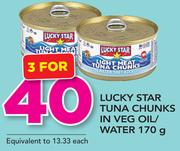 Lucky Star Tuna Chunks In Veg Oil/Water-3x170g