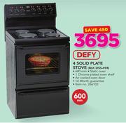Defy 600mm 4 Solid Plate Stove BLK DSS-494