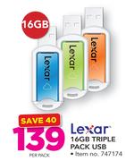Lexar 16GB Triple Pack USB-Per Pack