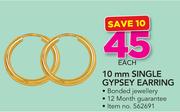 10mm Single Gypsey Earring-Each