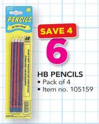 HB Pencils-Per Pack Of 4