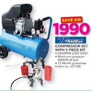 TradeAir Compressor 50Ltr With 5 Piece Kit