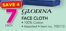Glodina 100% Cotton Face Cloth-Each