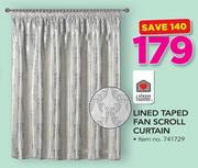Always Home Lined Taped Fan Scroll Curtain