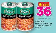 Rhodes Baked Beans In Tomato Sauce-6 x 410g