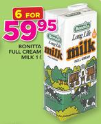 Bonita Full Cream Milk-6 x 1Ltr