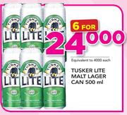 Tusker Lite Malt Lager Can-6 x 500ml