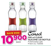 Consol 500ml Clear Silicone Lid Bottle-Each