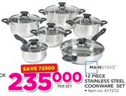 Mainstays 12 Piece Stainless Steel Cookware Set-Per Set