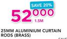 Decorland 25mm Aluminium Curtain Rods Brass 1.5m