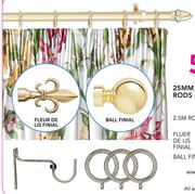Decorland 25mm Aluminium Curtain Rods Brass 1.5m
