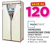Mainstays Hanging Wardrobe One Shelf Beige