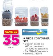 Homemark 9 Piece Container Set-Per Set