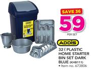 Addis 32Ltr Plastic Home Starter Bin Set Dark Blue KHB111