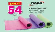 Trojan 4mm Yoga Mat In Assorted Colours-Each