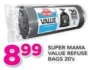 Super mama Value Refuse Bags-20's Pack